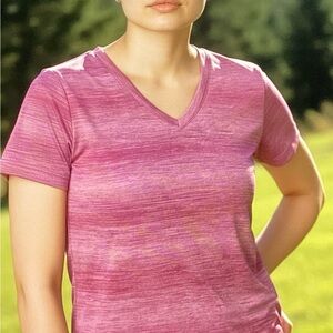 Women's Pink Reebok V-Neck Top Size M